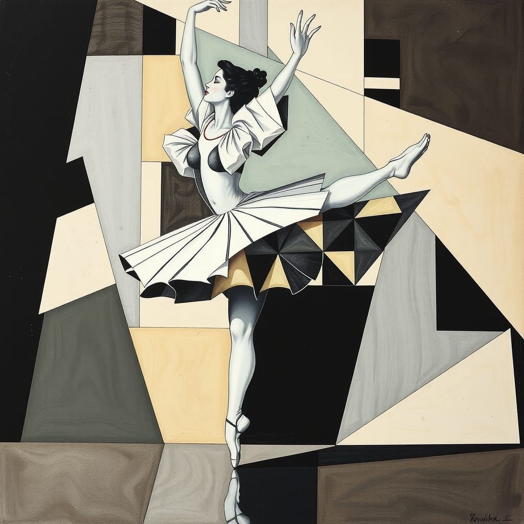 Cubist Ballerina in the Style of Picasso and Braque