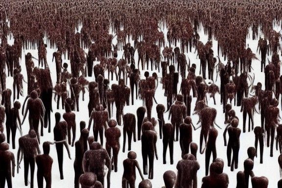 Crowd of Unique Beings Generated by AI