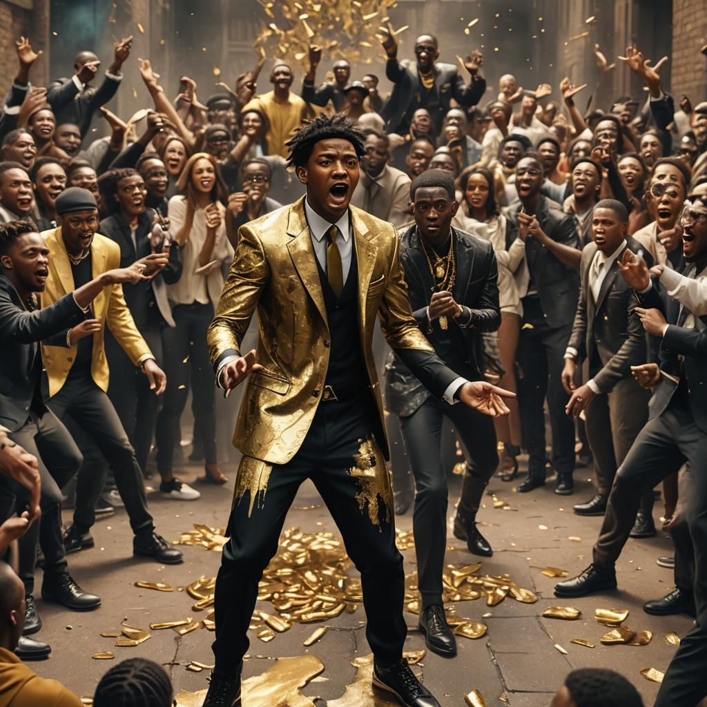 African American Teen Rap Battle, Detailed Matte Painting