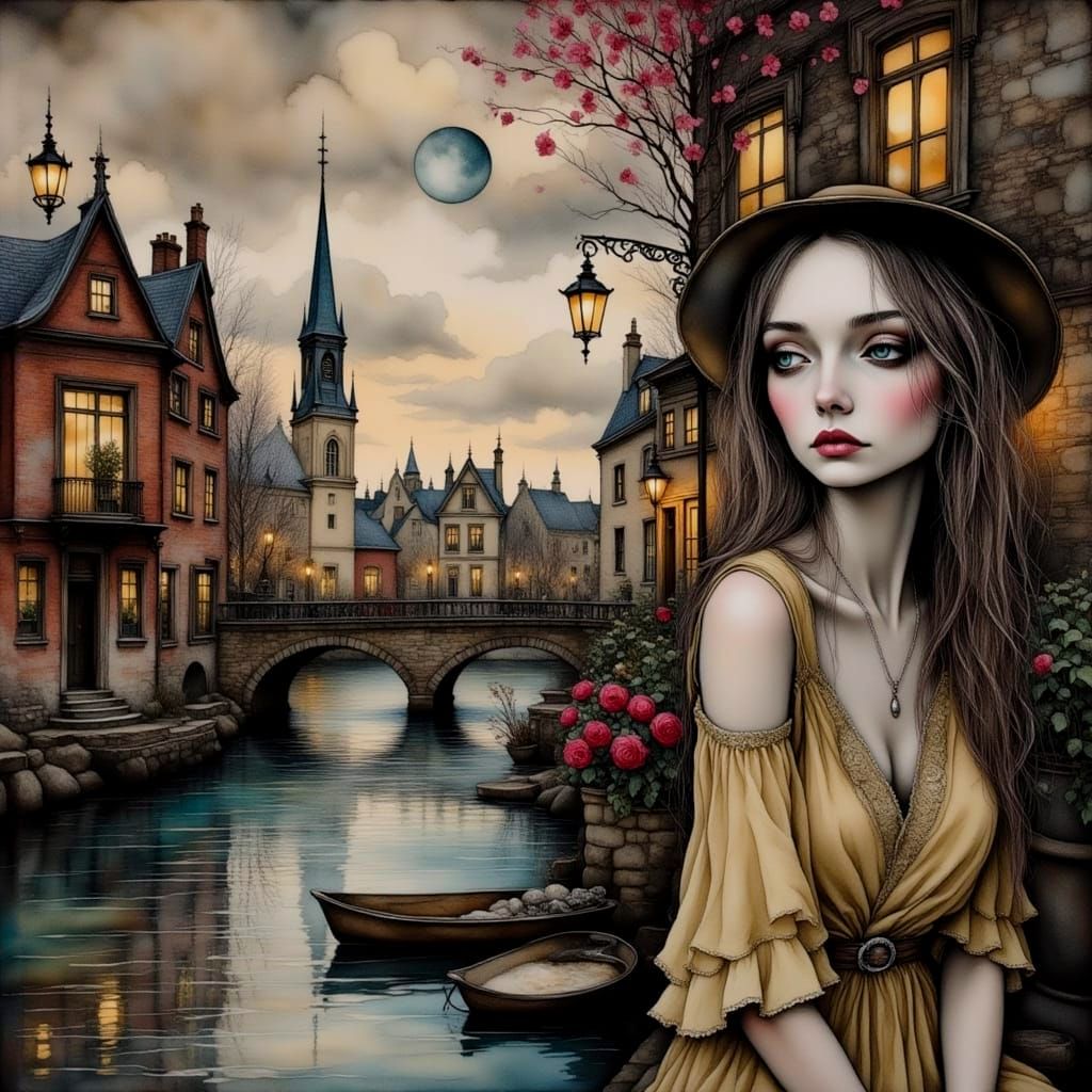 She waits on the canal.