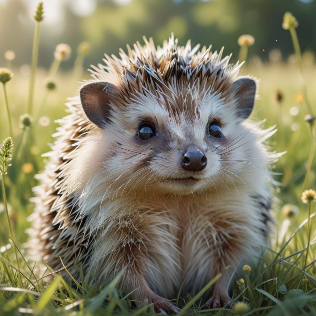 Whimsical Hedgehog Portrait in Watercolor Style
