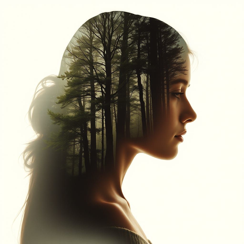 Dreamy Forest Portrait in Muted Earthy Tones