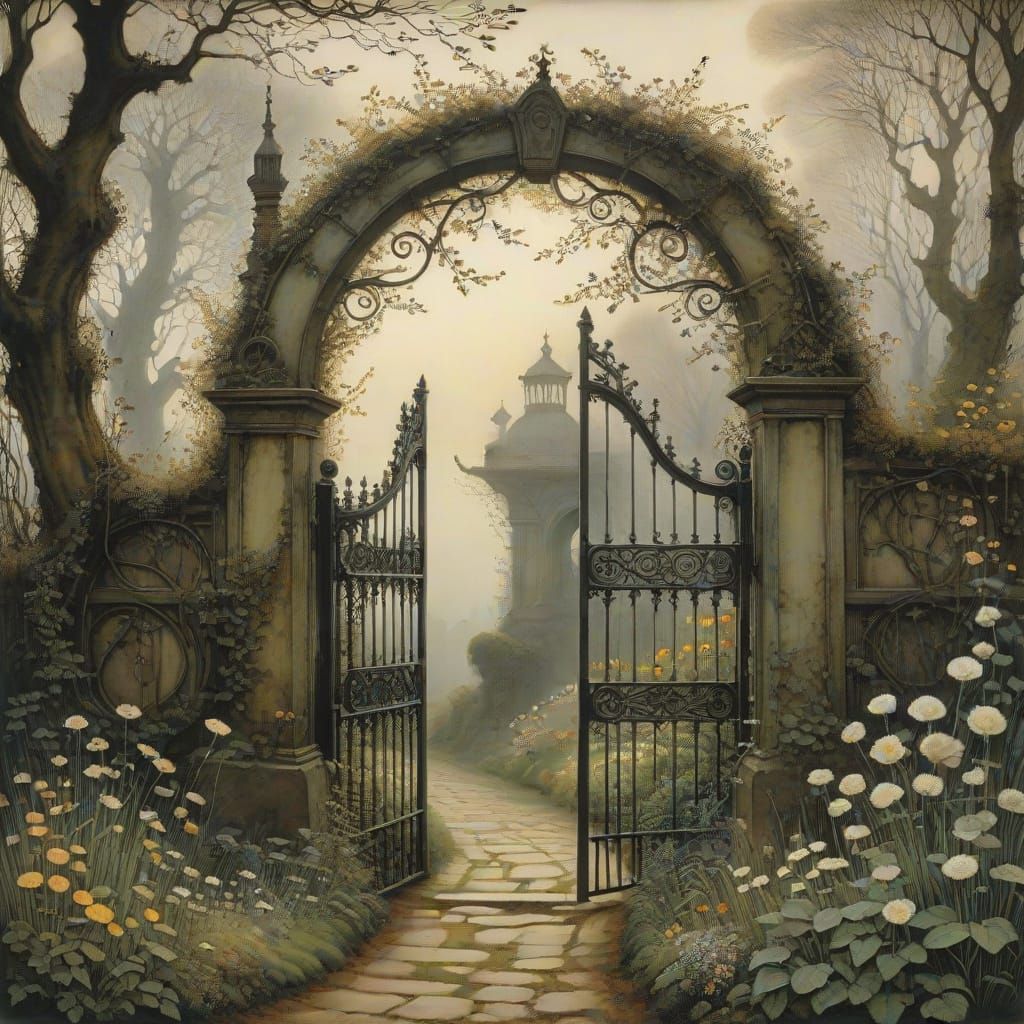 Mysterious Garden Gate to Enchanted Realm