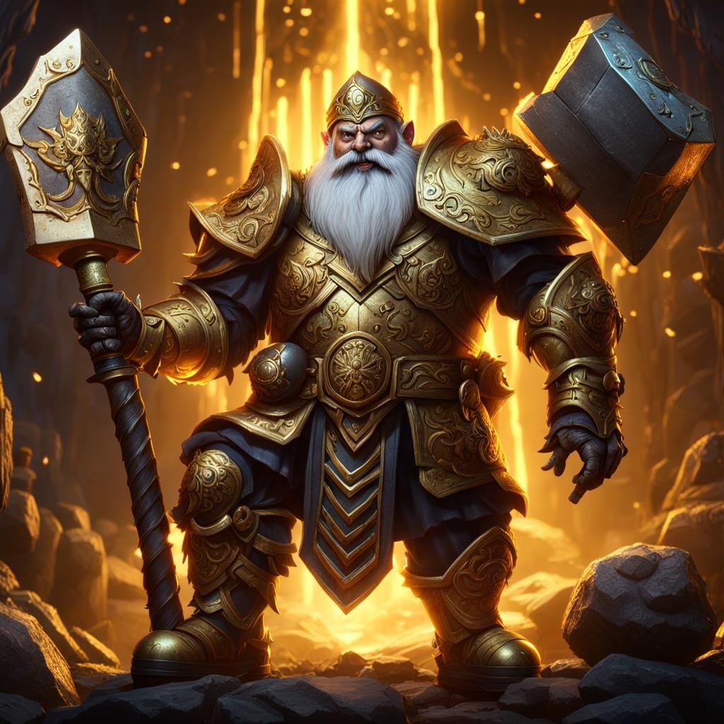 Undead Dwarf Paladin with Hammer: D&D Concept Art