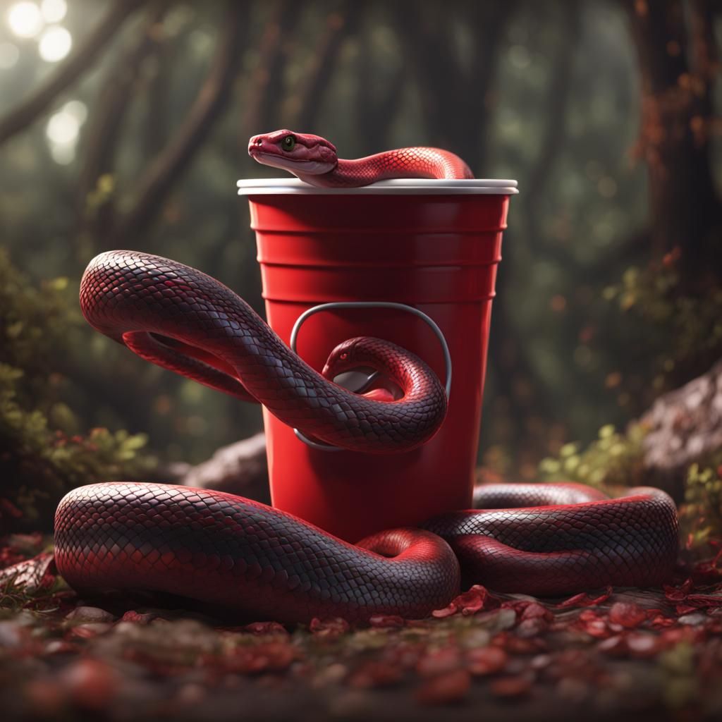 Snake Emerges from Cup: Detailed Matte Painting