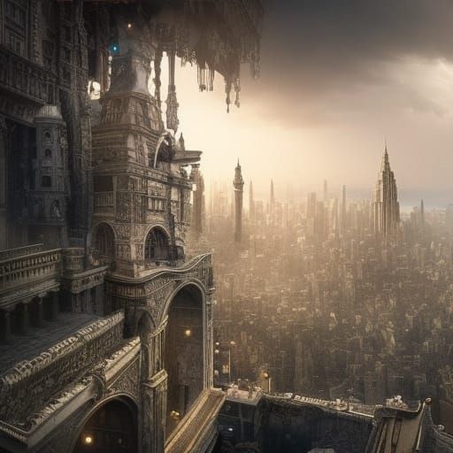 Epic City Island Digital Matte Painting