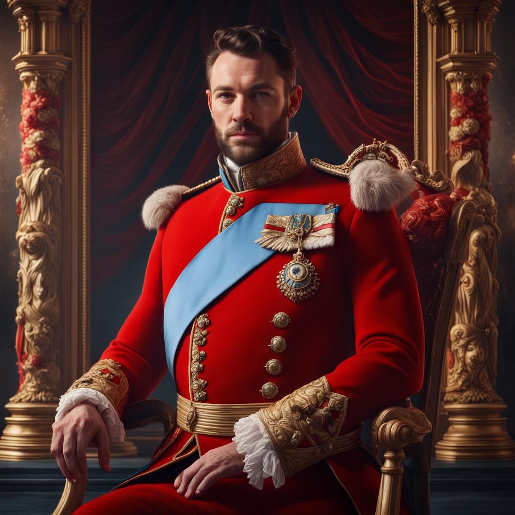 Ryan Guzman as British Royal Portrait, Detailed Painting