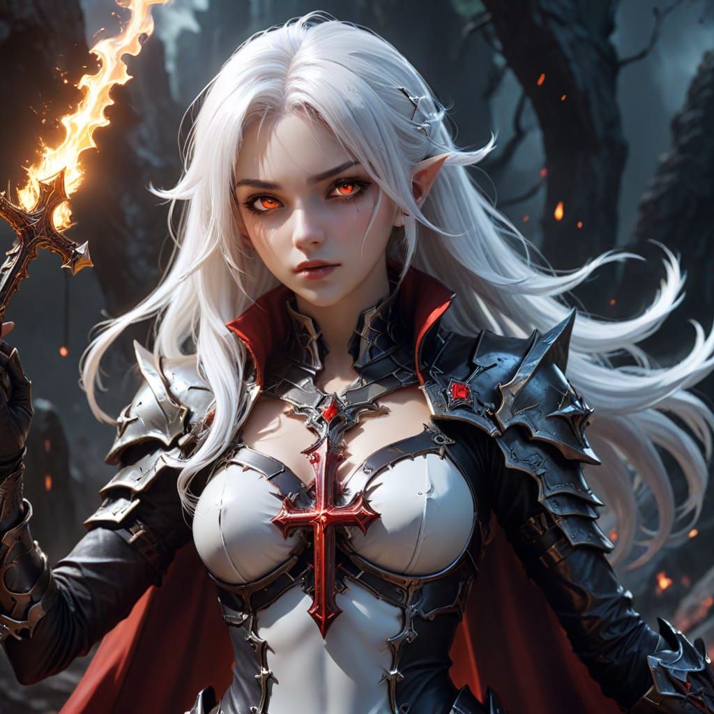 Anime Vampire Mage Casting Spell in Demon Valley