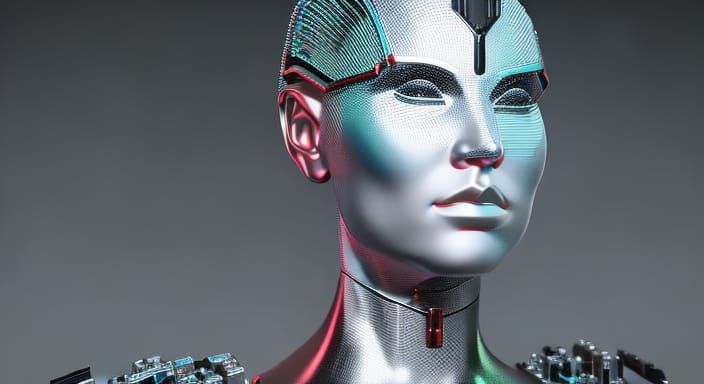 Cyberpunk Woman Made of Computer Parts