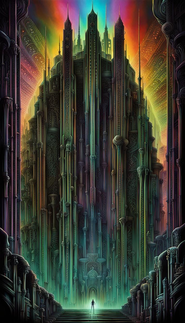 Art Deco Necron Cityscape Concept Art