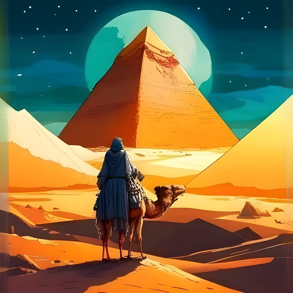 Egyptian Pyramid Scene in Surrealist Style