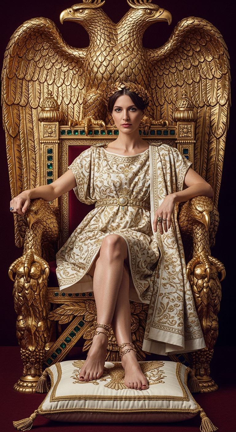 Roman Empress on Emerald and Gold Throne
