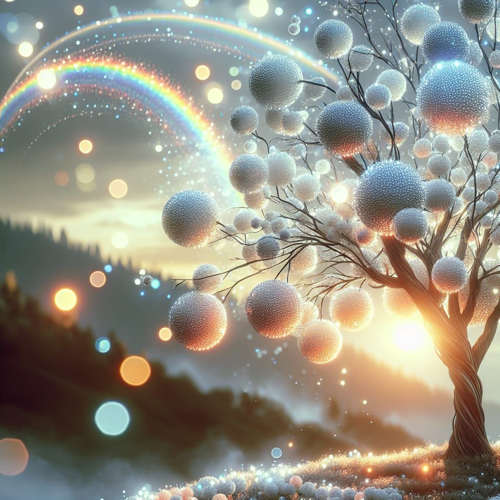 Enchanting Snowball Tree in Radiant Sunlight