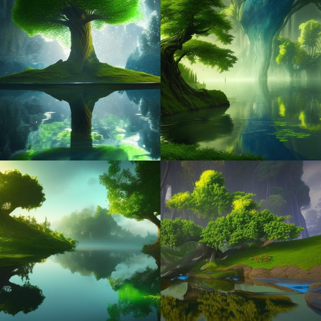 Earth Day Tree Reflected: Detailed Fantasy Art