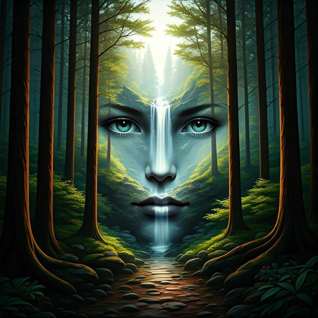 Translucent crystal Shadowing Imagine a forest  scene leading to a waterfall in the distance and the shape of the trees ...