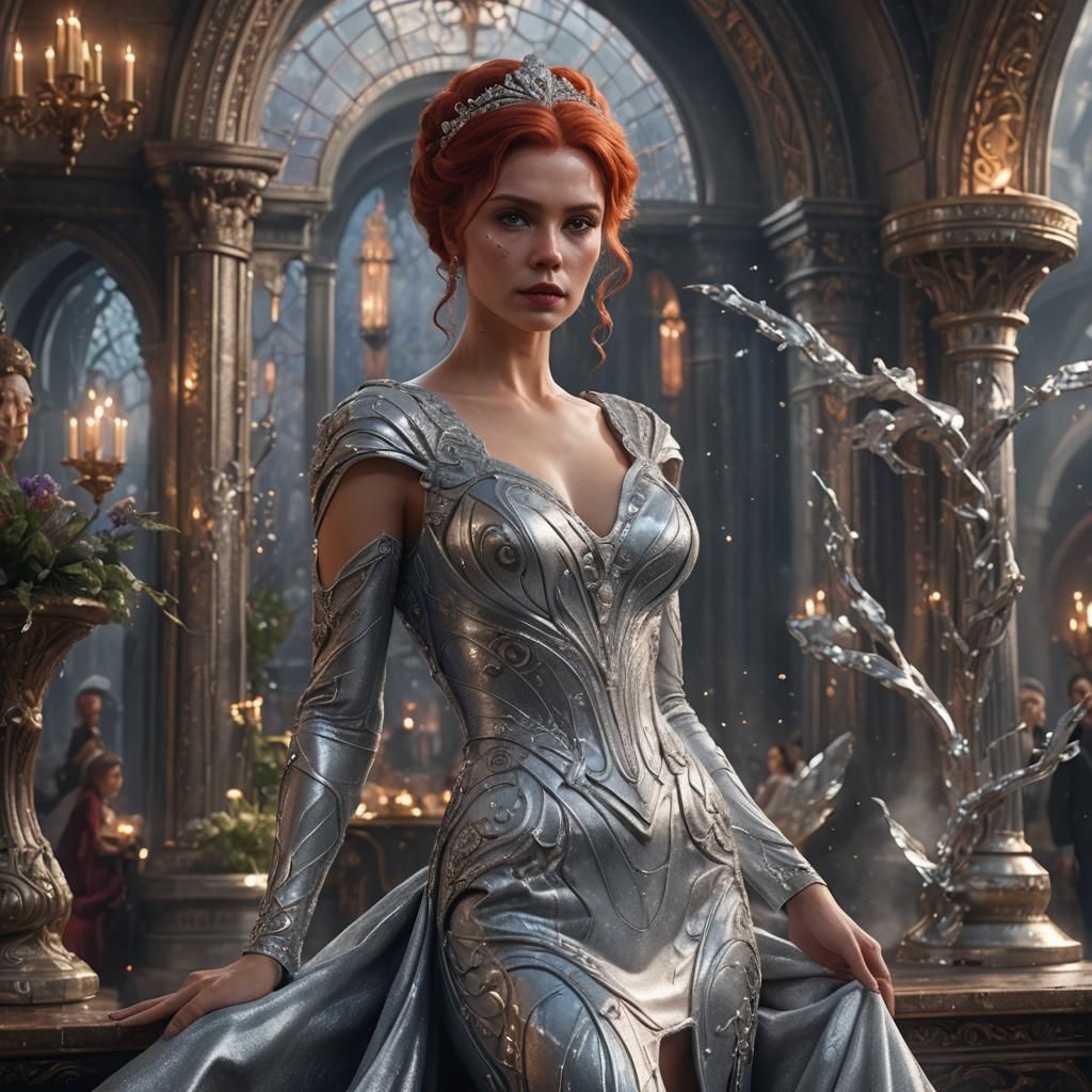 Scarlett Haired Woman at Fantasy Ball