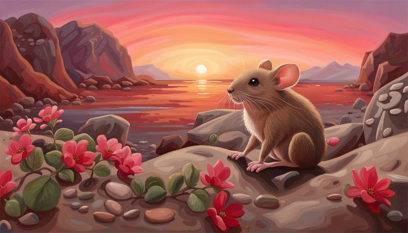 Darwin's leaf-ears mouse on a rock