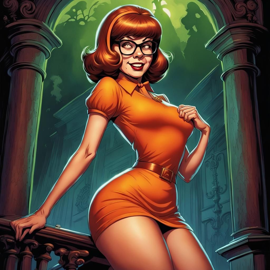 Velma as 1950s Pinup in Haunted Mansion