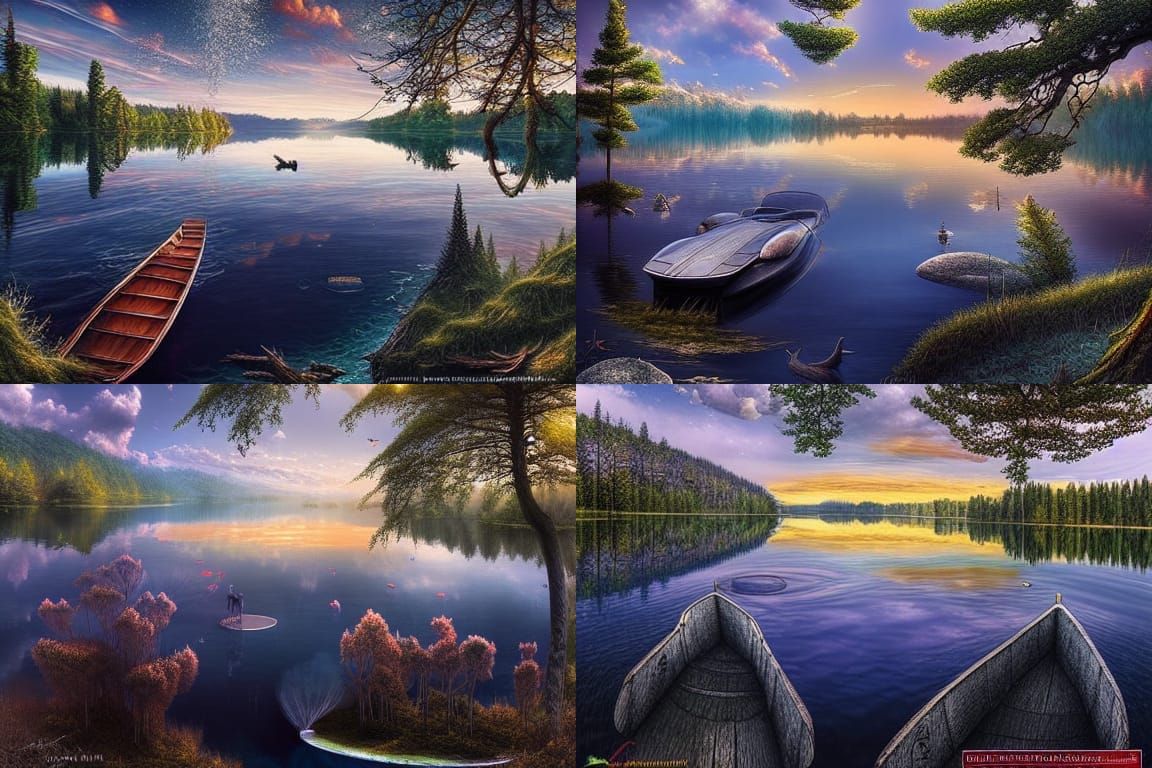 Intense Lake with Trees: Hyperdetailed Digital Art