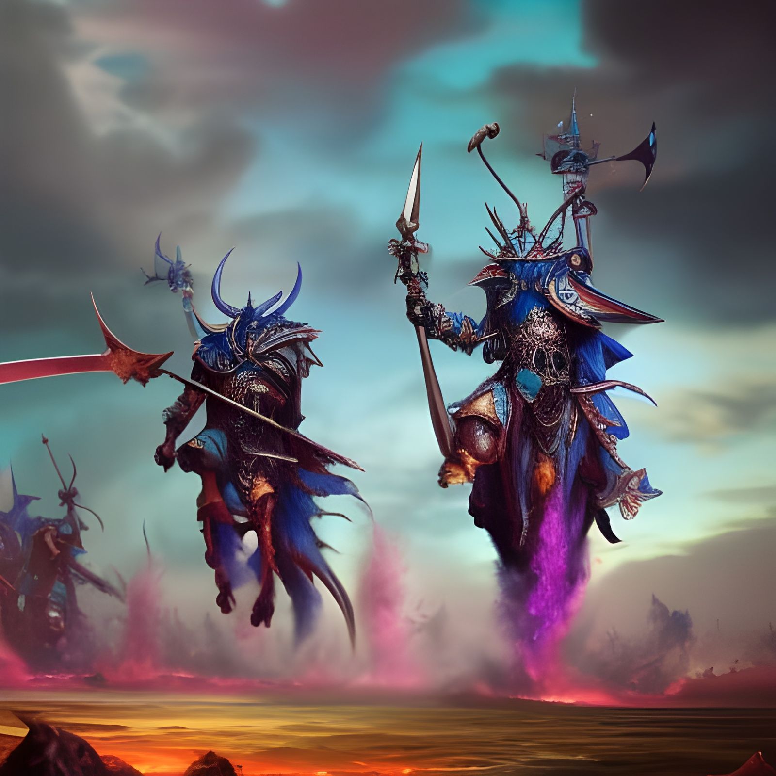 Warhammer Knights Battle Ogres in Blue Desert