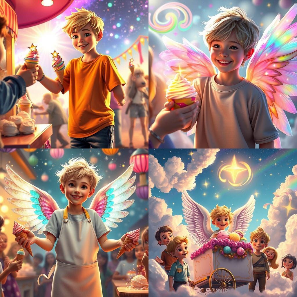 Angel Boy Delights Heroes with Sparkling Ice Cream