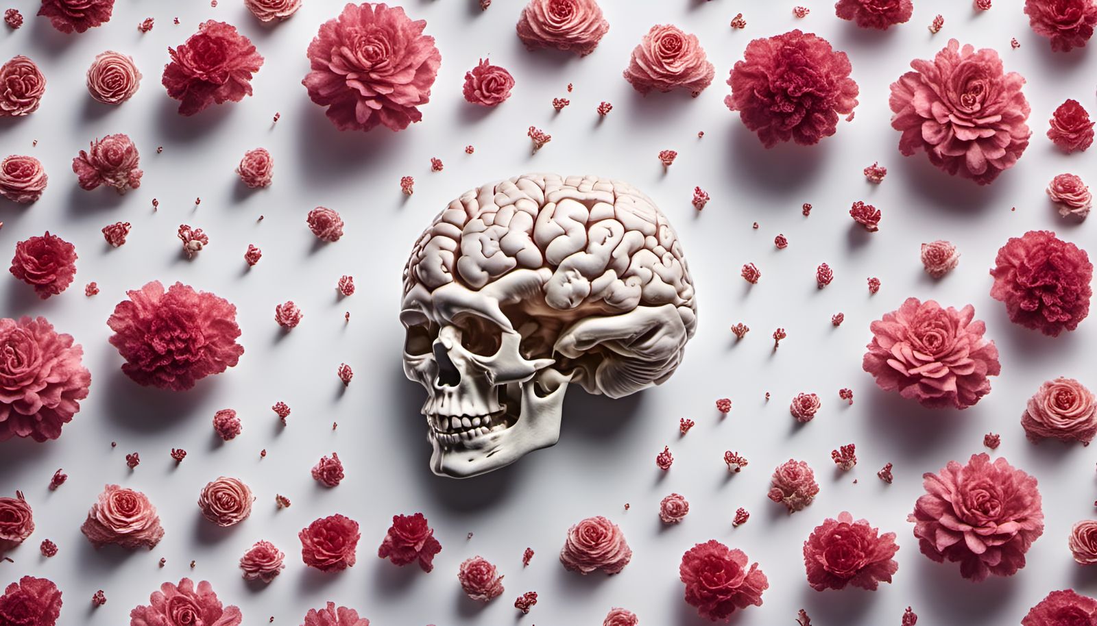Alluring Brain with Flowers in Hyperrealistic 16k