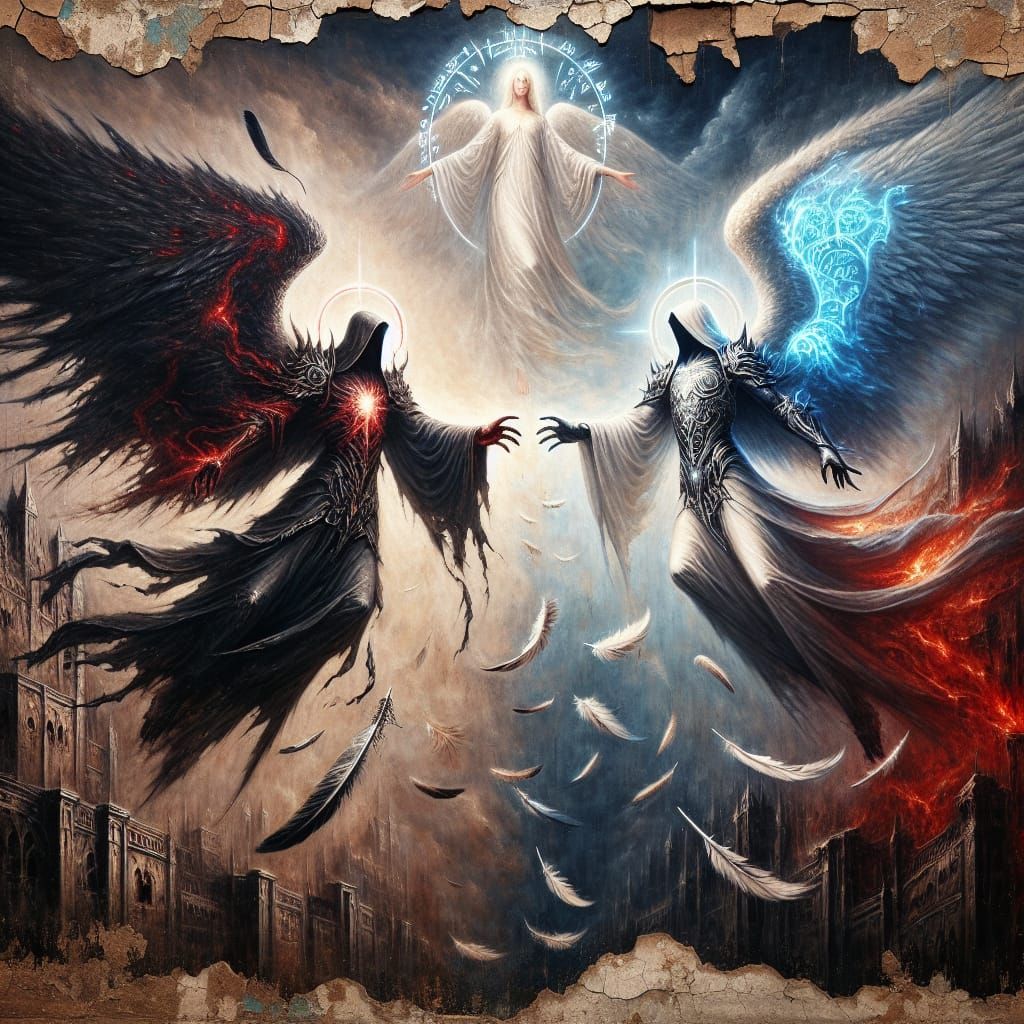 Angels Clash in Renaissance-Fantasy Fresco