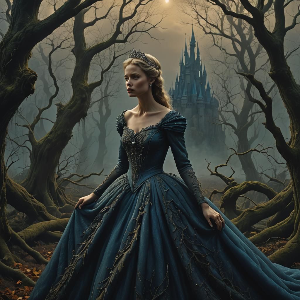 Dark Cinderella Vapors a Spell in Forest