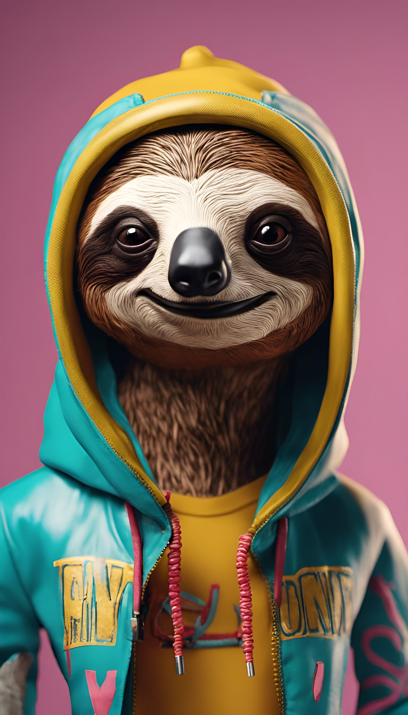 Sloth Hip-Hop King in Grotesque Caricature Style