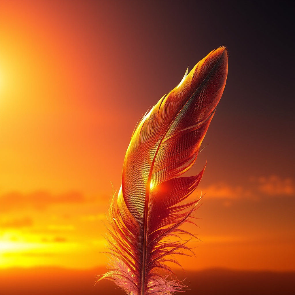 Iridescent Feather in Golden Sunrise Light