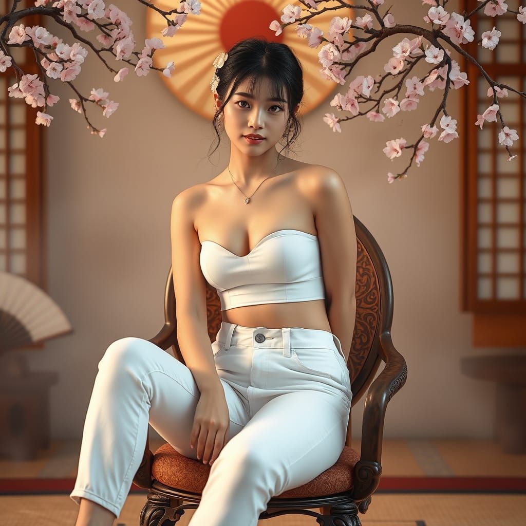 Japanese Woman in Traditional & Modern Attire