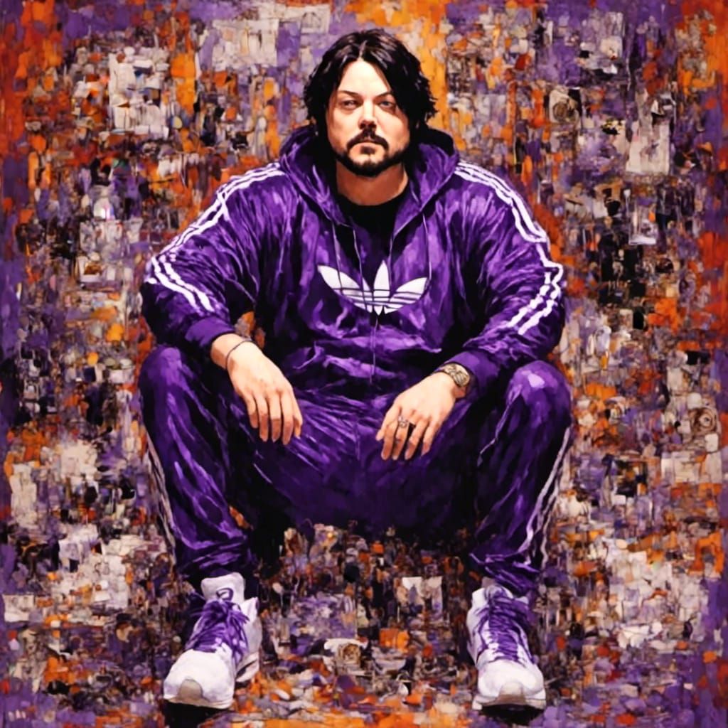 Person in Purple Adidas Tracksuit with Sequins