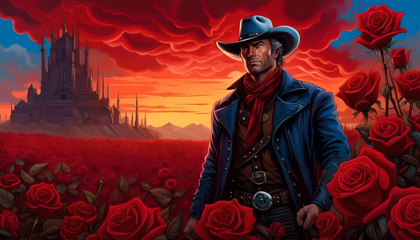 Cowboy Roland and the Dark Tower at Dawn