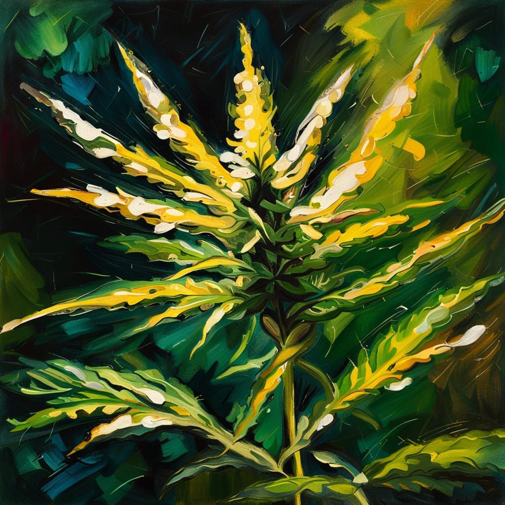 Cannabis plant in style of Vincent Van Gogh