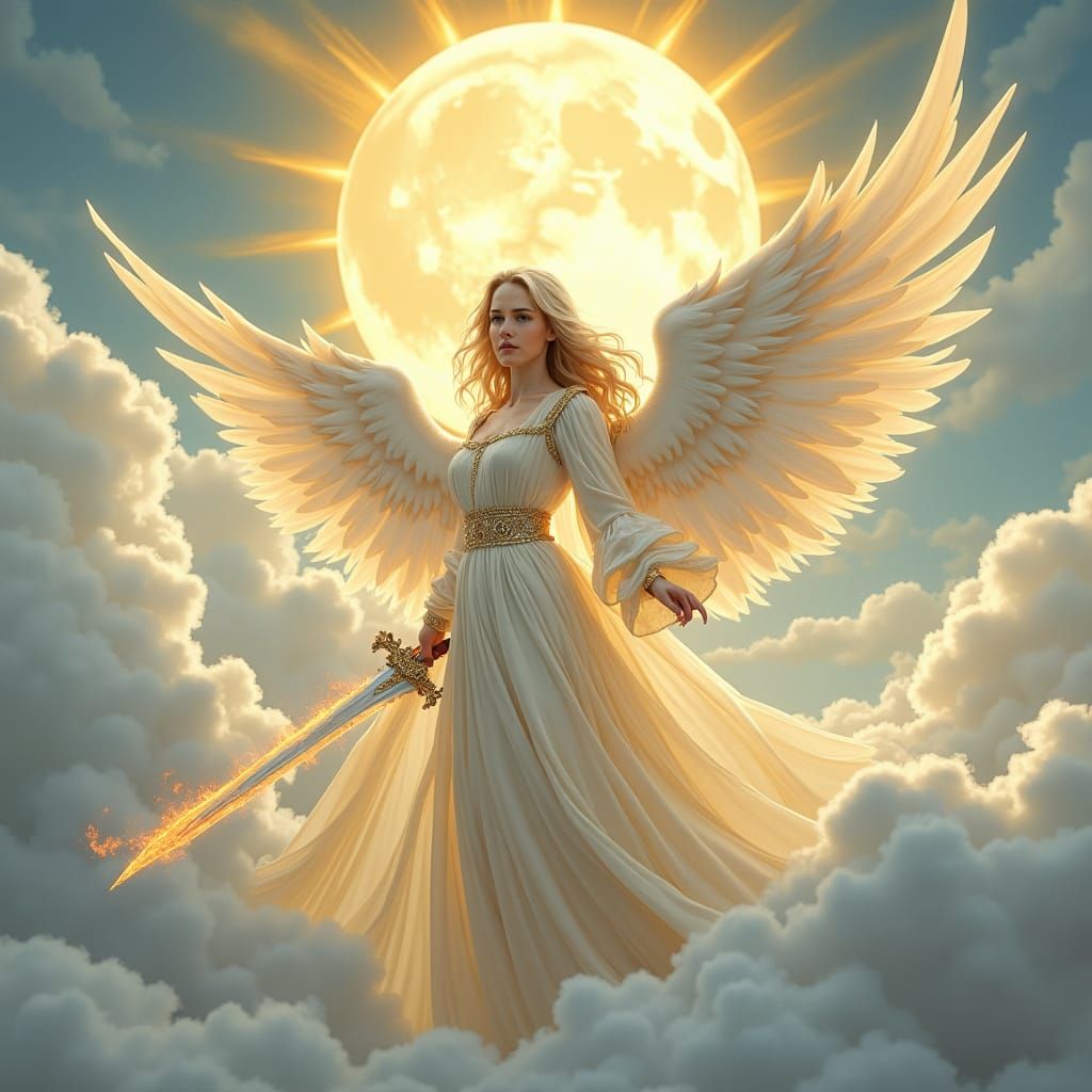 Angelic Emma Watson with Flaming Sword, Doré and Charretier ...