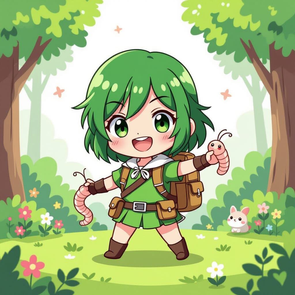 Chibi Robin's Triumphant Worm Catch