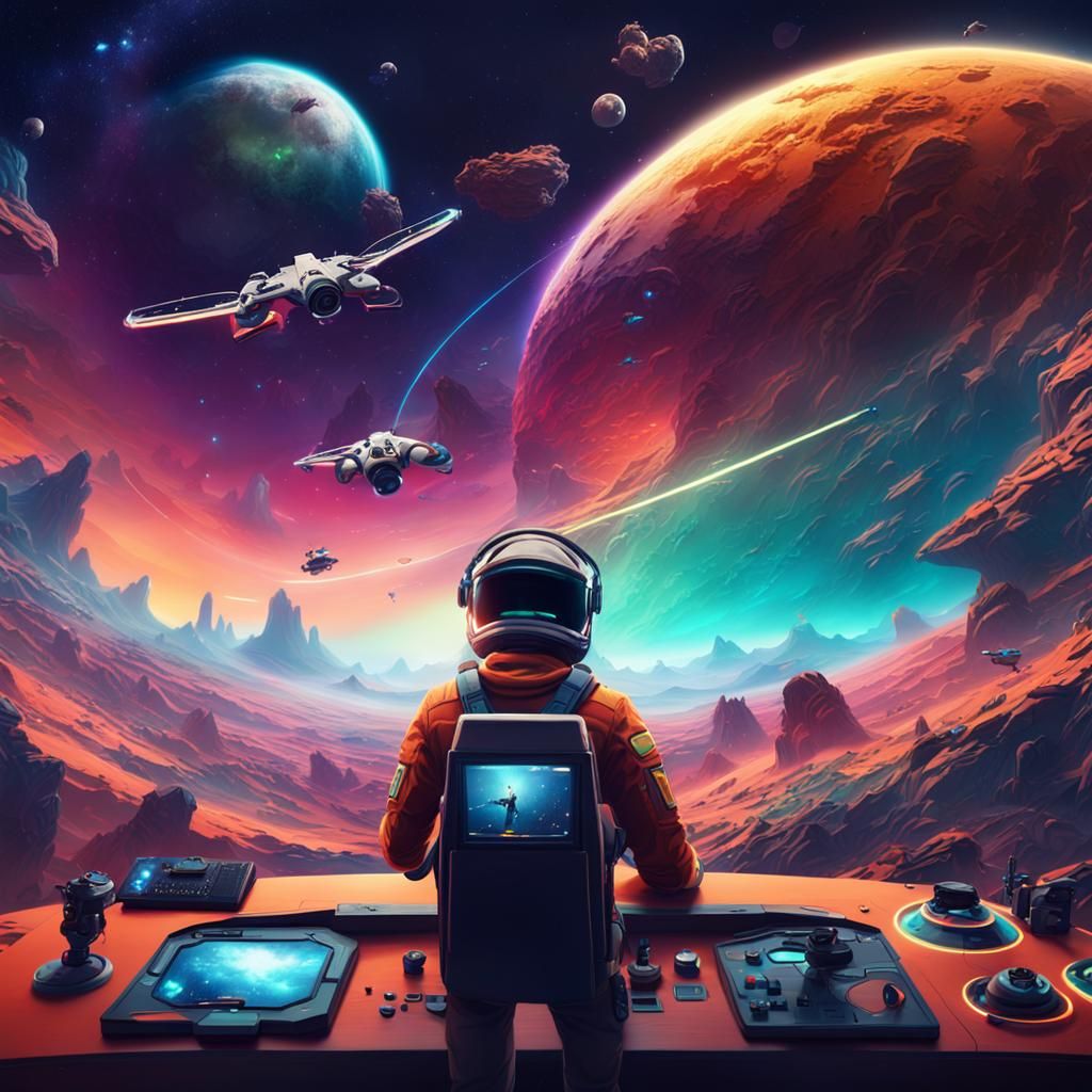 Gamer Drifting in No Man's Sky: Digital Art