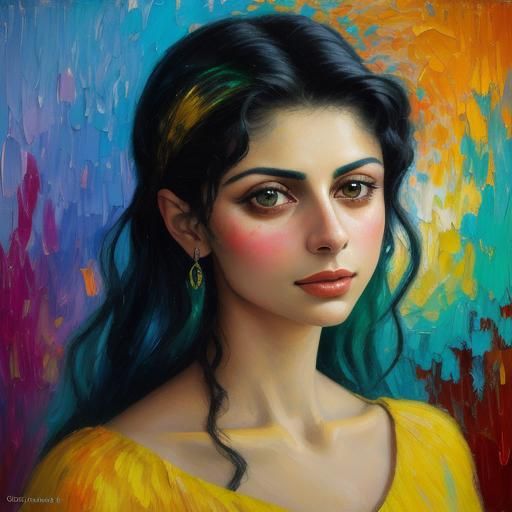 Abstract Dreamworld Portrait in Expressionist Oil Painting