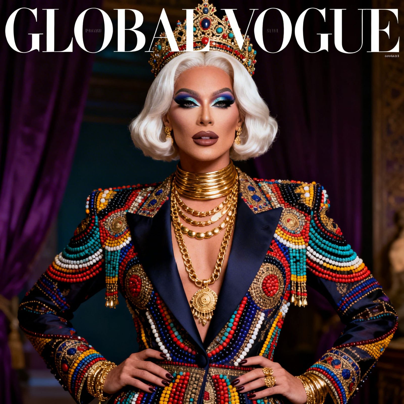 Glamorous Drag Queen in Global Fusion Couture