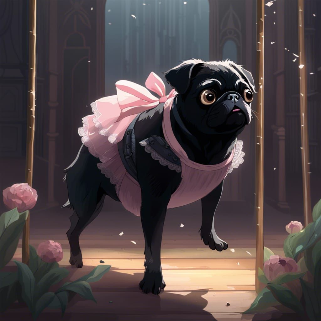 Ballerina Pug in Anime Style