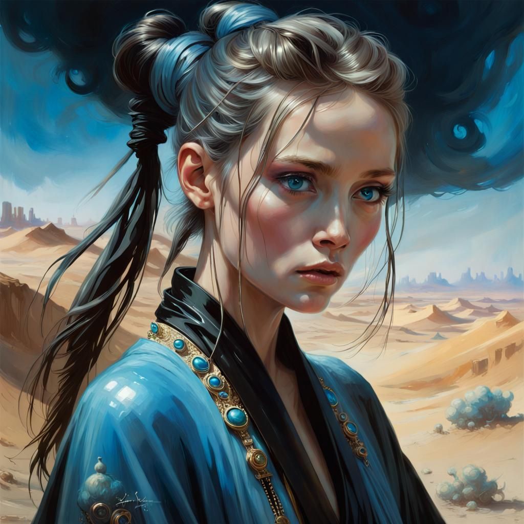 Ethereal Desert Princess in Airbrush Painting Style
