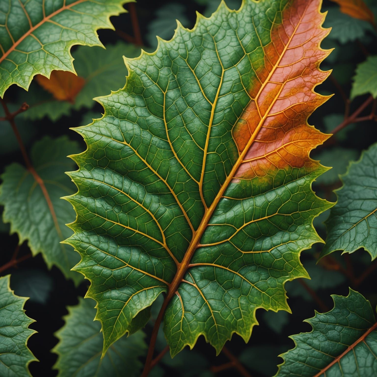 Detailed Macro Leaf in Matte Painting Style