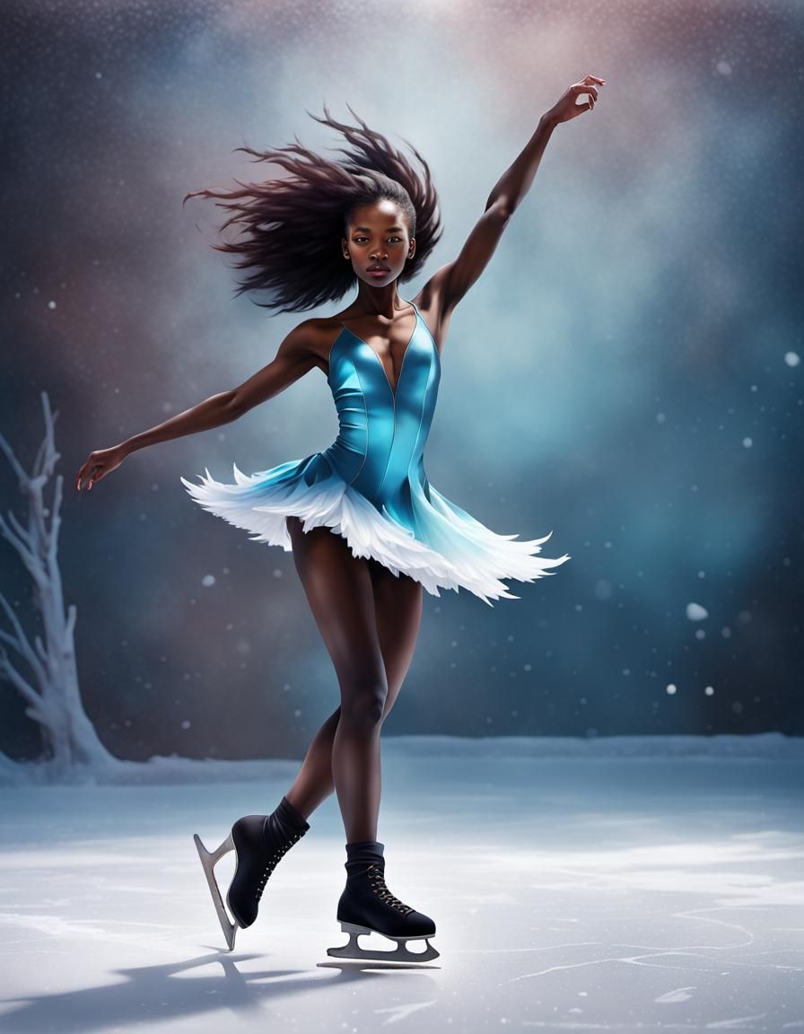 Graceful Ice Skater in Hyperdetailed Photorealistic Style