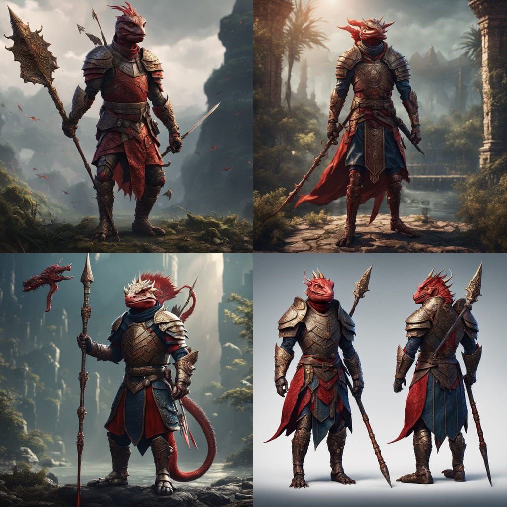 Lizard Man in Royal Armour: Detailed Fantasy Concept Art