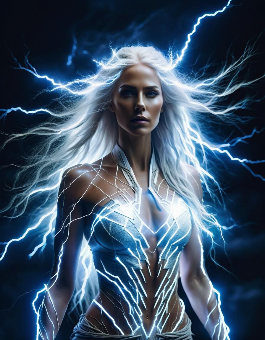 Stunning Lightning Goddess Portrait in Digital Art