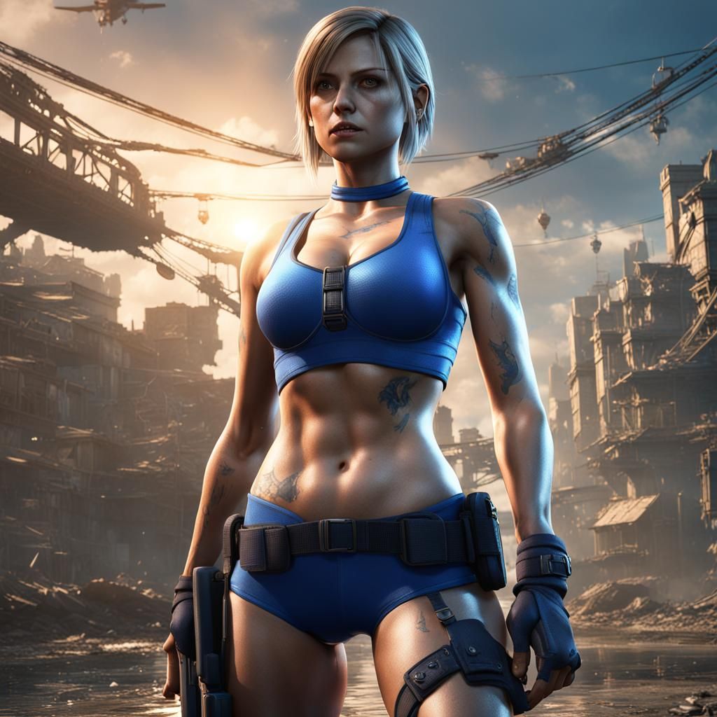 Jill Valentine in Blue Bikini: 8k Digital Art