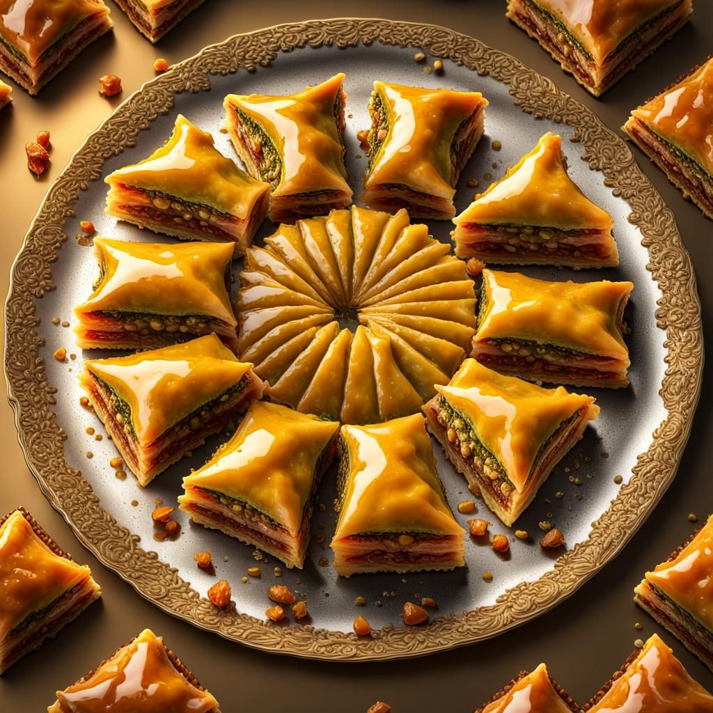 Delicious Turkish Baklava with Dripping Syrup