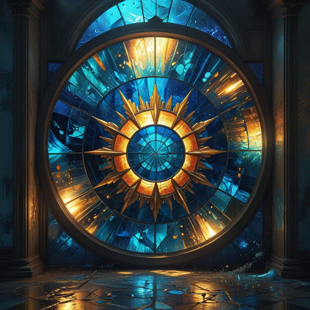 Magical Stained Glass Portal with God Rays: Surreal Digital ...
