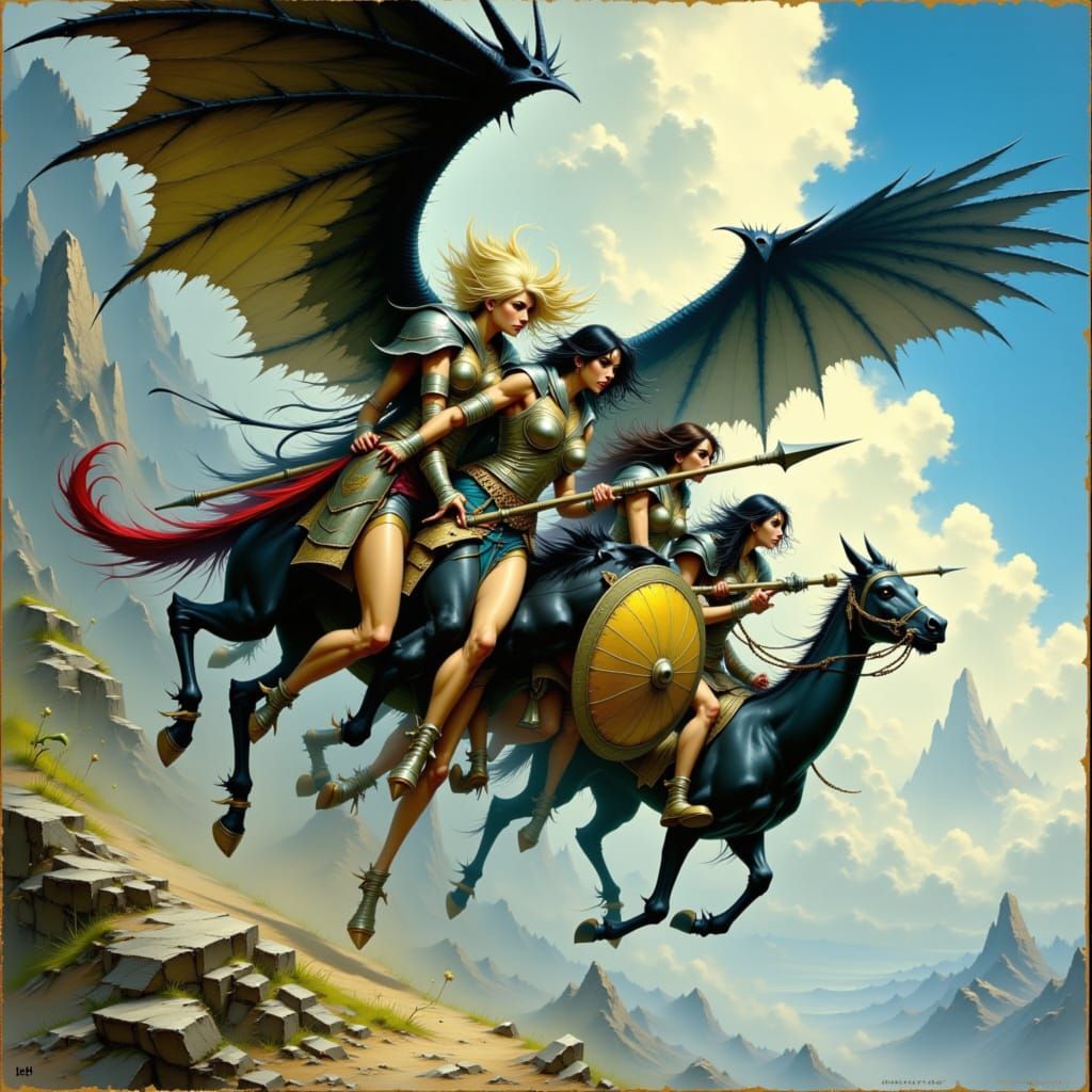 Valkyries Soaring in Mythical Armor