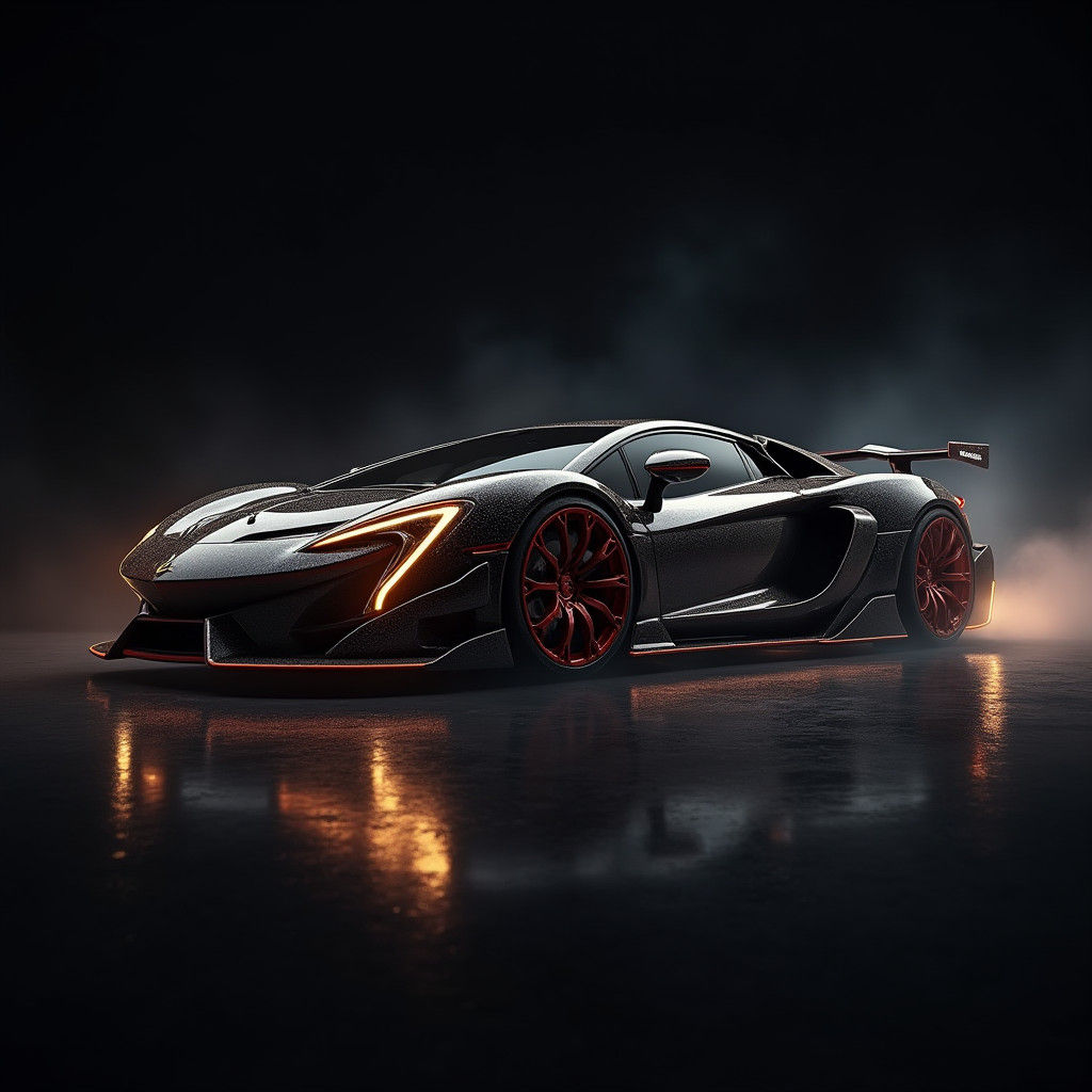 Supercar in Digital Graphic Art Style on Black